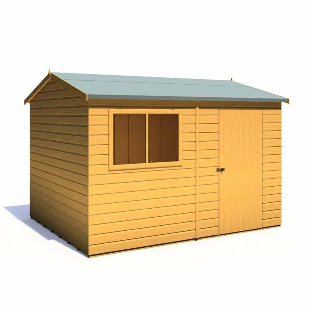 Shires Lewis 10 x 8 Feet Single Door Reverse Apex Style C Shed in Brown 2