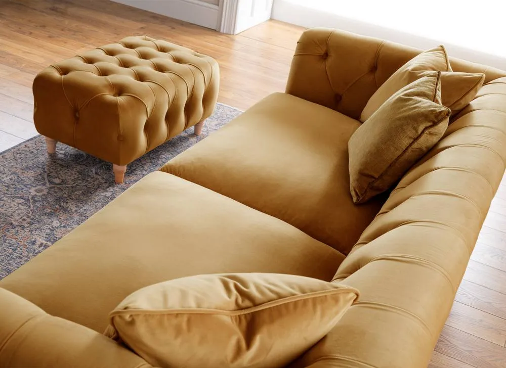 The Great Sofa Company Kensington 3-Seater Velvet Chesterfield Sofa in Gold 5