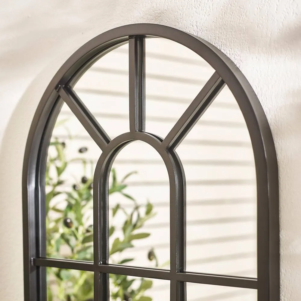 FurnitureboxUK Harris Black Large Arched Window 120x40cm Garden Mirror 3