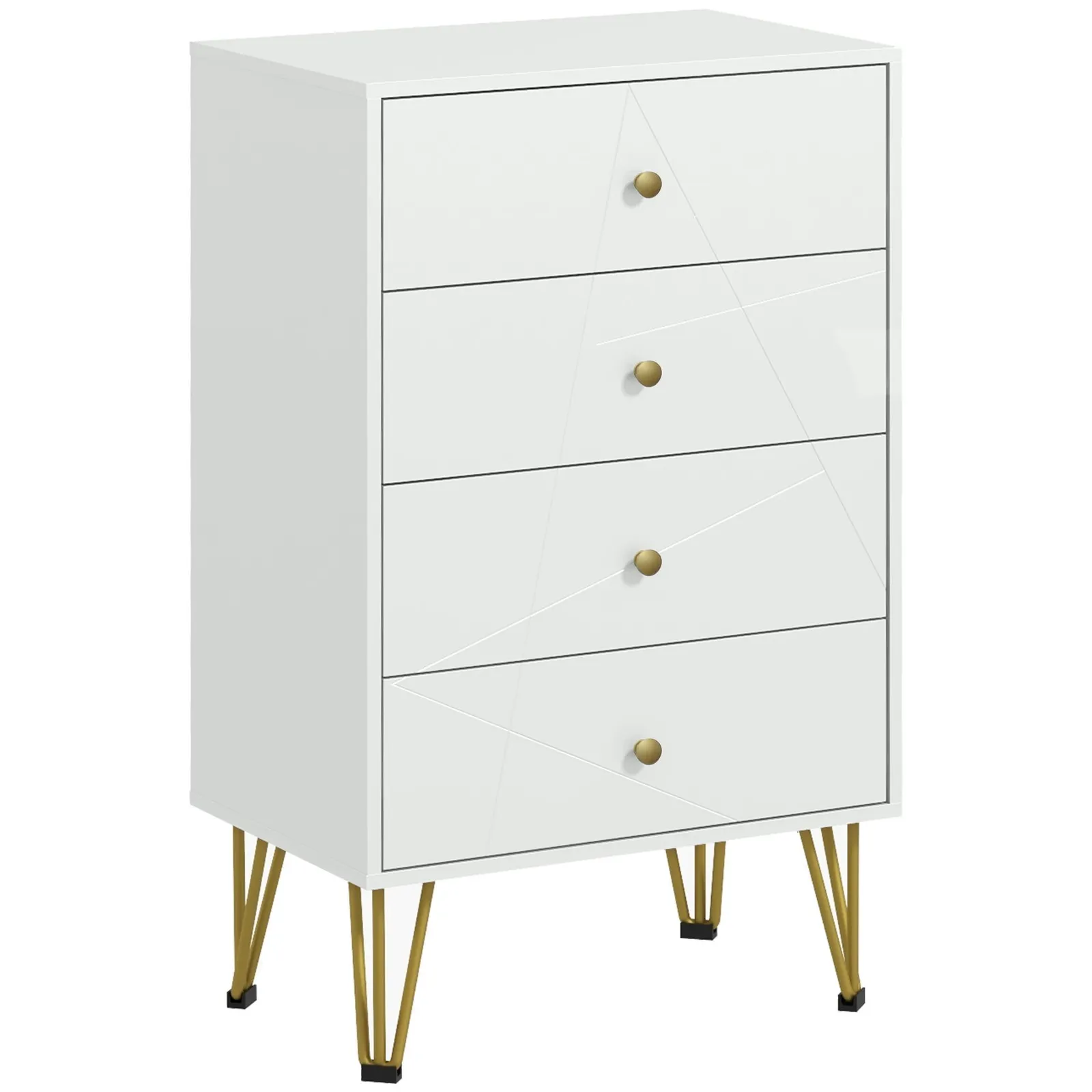 HOMCOM Modern Chest of Drawers 4 Drawers Dresser with Hairpin Legs in White 2