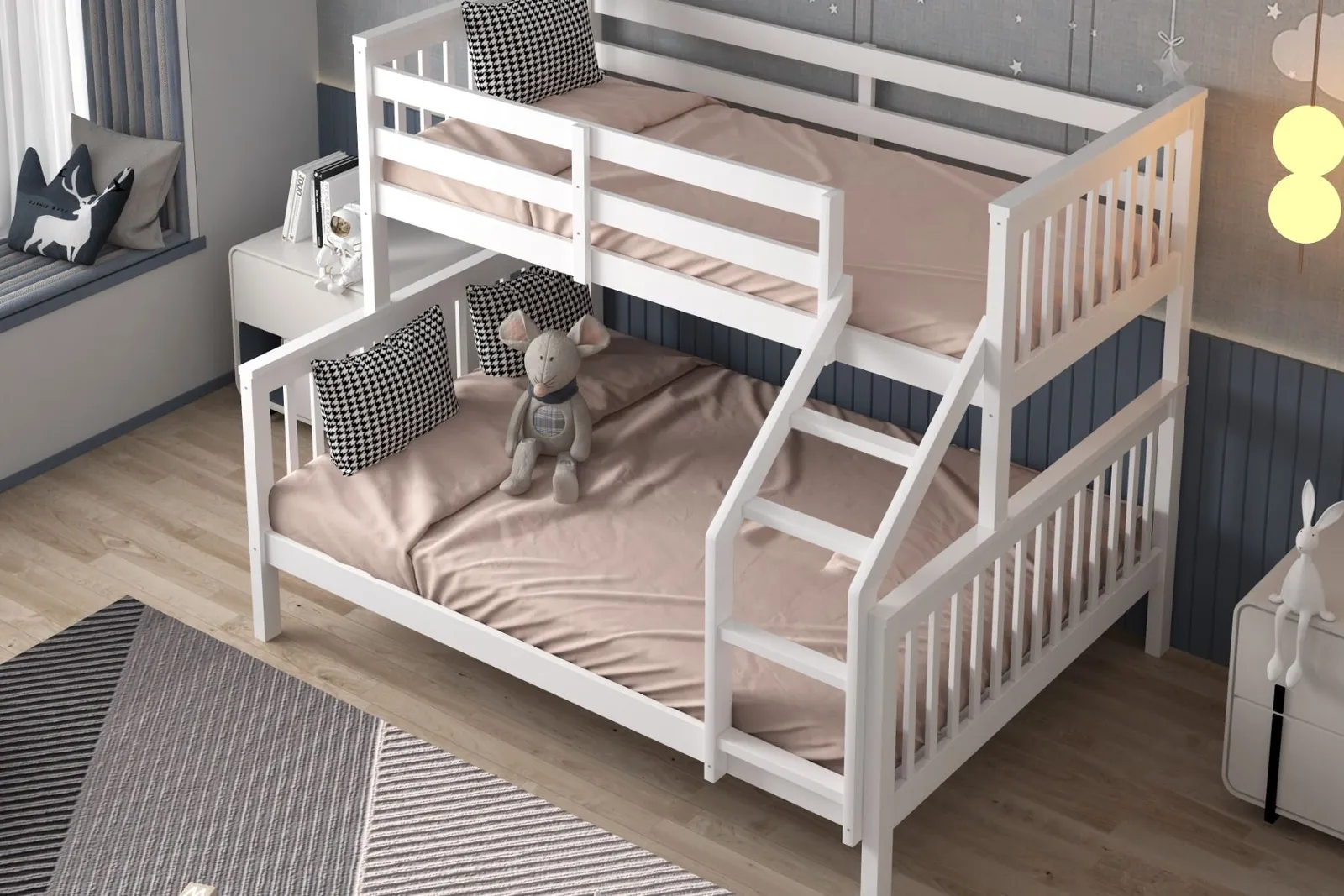 Flair Zoom Wooden Triple Bunk Bed in White 3