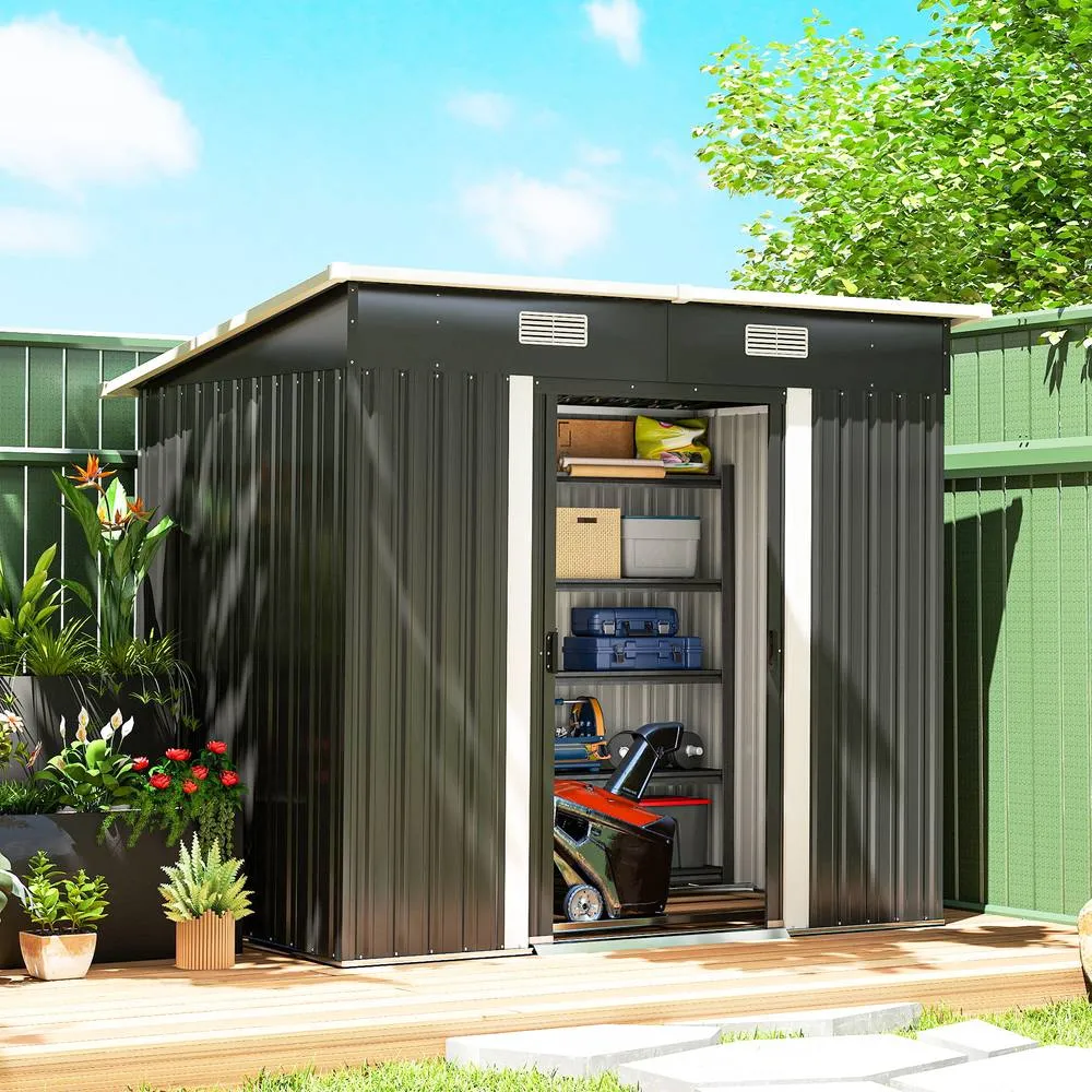 OUTSUNNY 7 x 4ft Outdoor Garden Storage Shed for Garden in Black