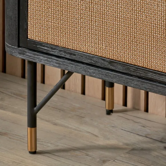 Fiji 2 Door Shelving Unit, Acacia Wood and Rattan 3