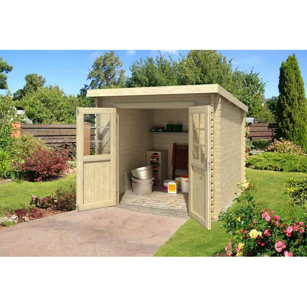 Lasita Maja Ltd Indi 230-Log Cabin, Garden Room, Home Office - L250xW268.7xH210.9 cm in Light Oak