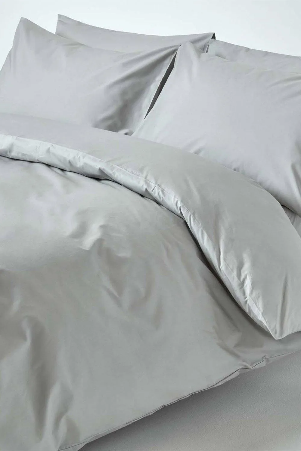 Homescapes Egyptian Cotton Duvet Cover with Pillowcase, 200 TC in Silver 1