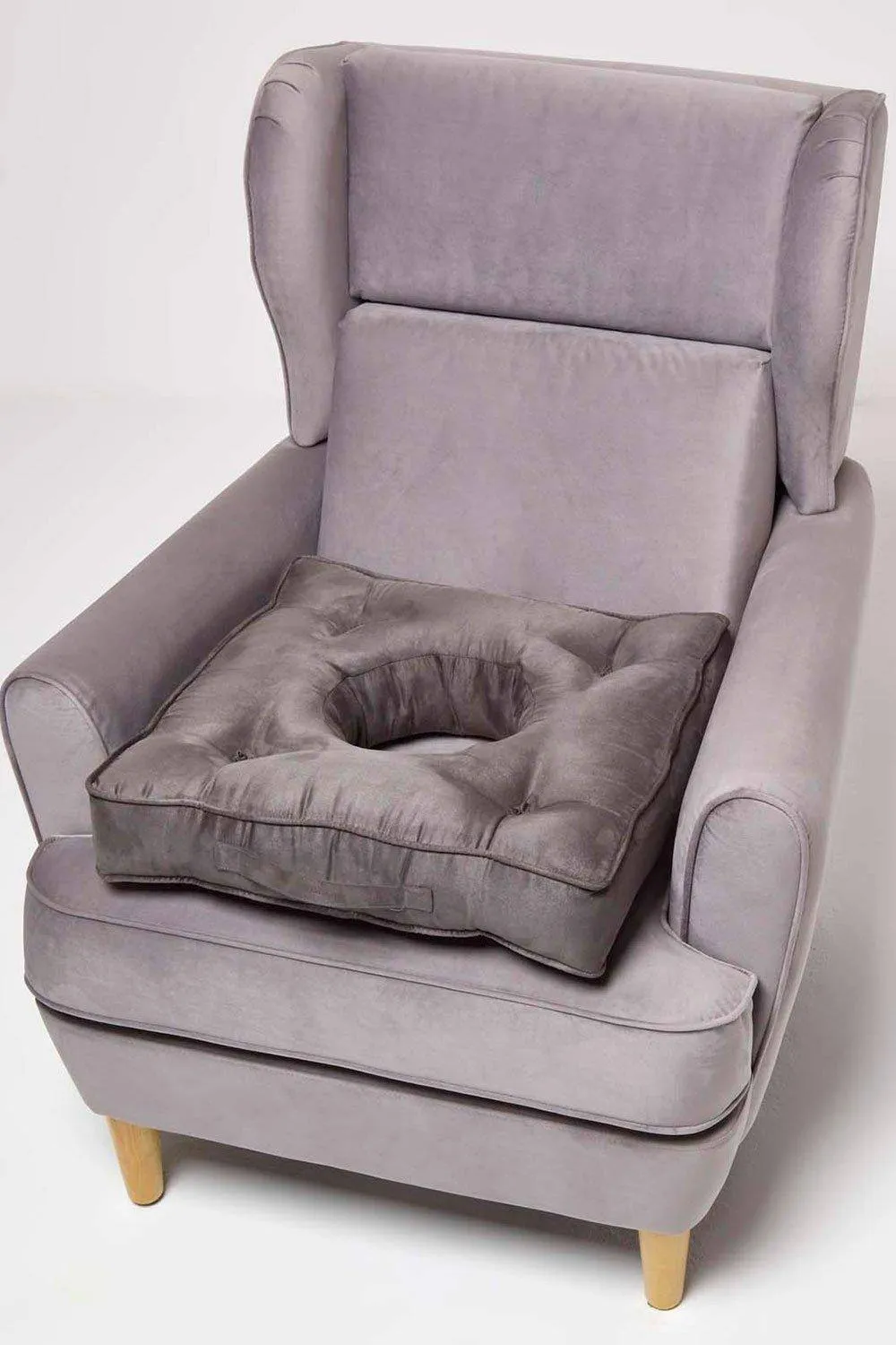 Homescapes Faux Suede Coccyx Cushion in Grey 6
