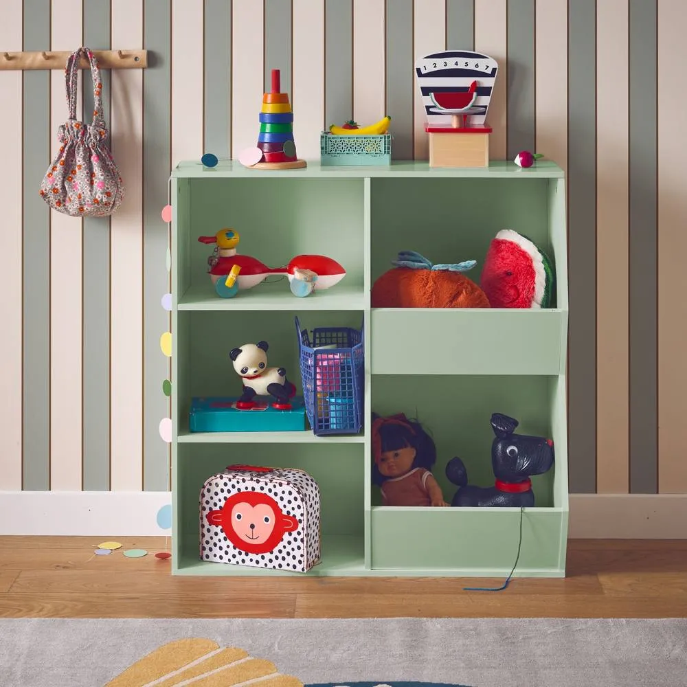 sweeek Children's storage unit, 3 shelves & 2 storage spaces in Green