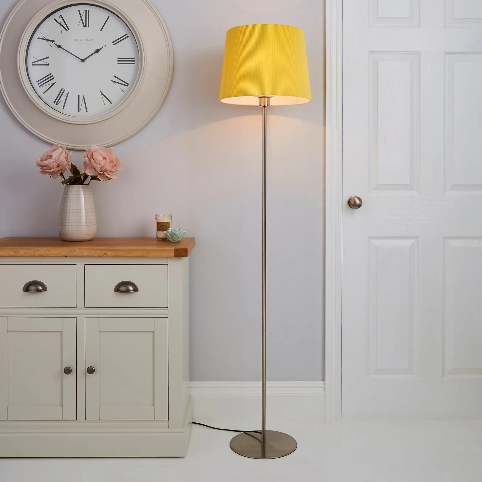 Tula Micro Pleat Ochre Shade Floor Lamp Ochre