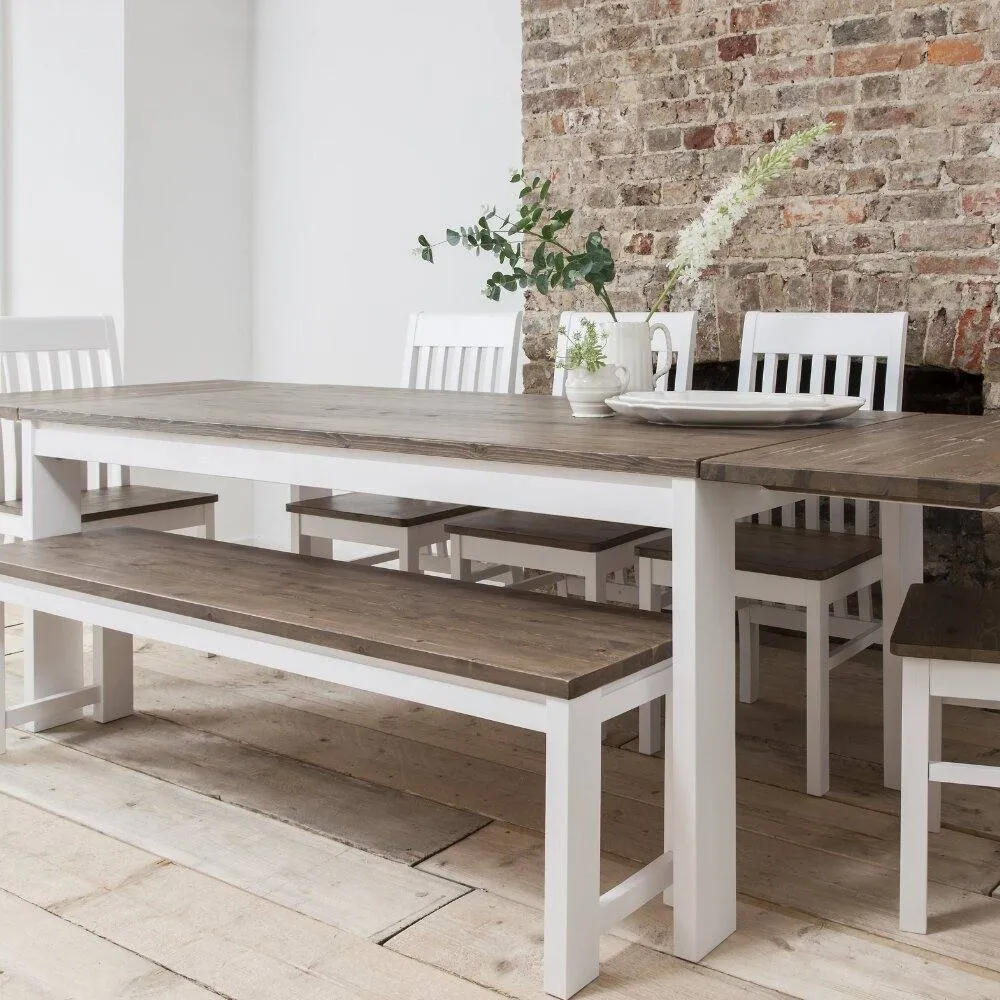 Nöa and Nani Hever Bench in White and Dark Pine 2