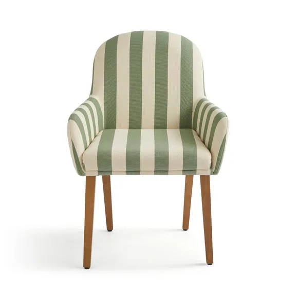 Agnes Carver Dining Chair, Olive Green Striped Fabric 4