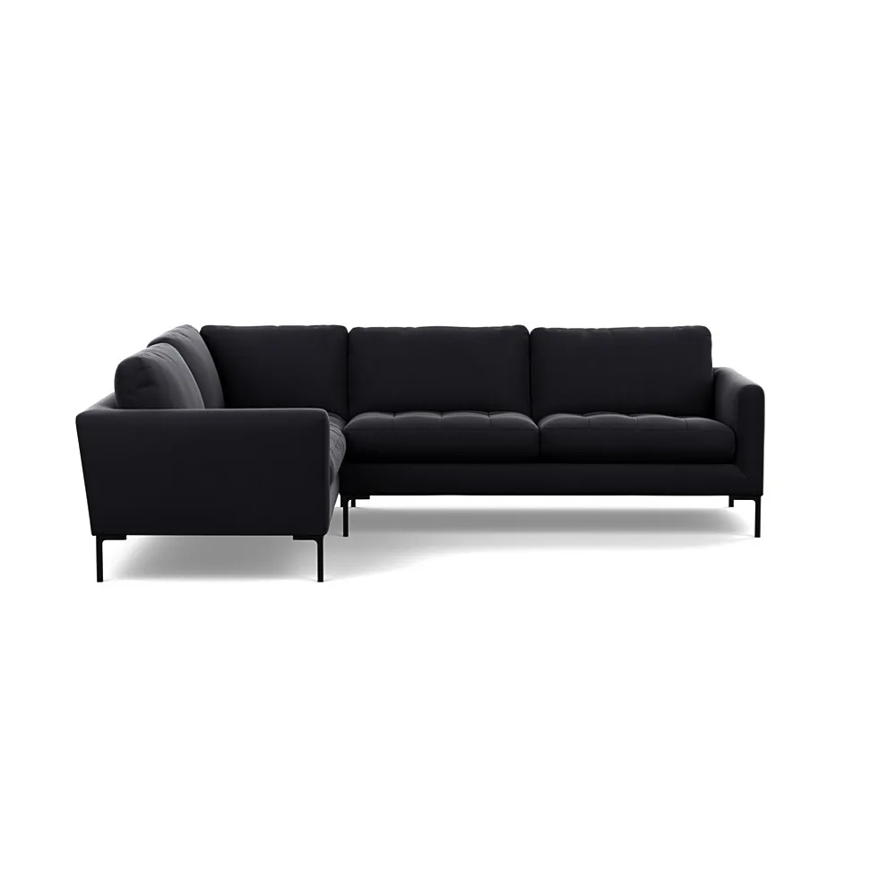 Heal's Eton Left Hand Facing Corner Sofa Velvet Black Black Feet