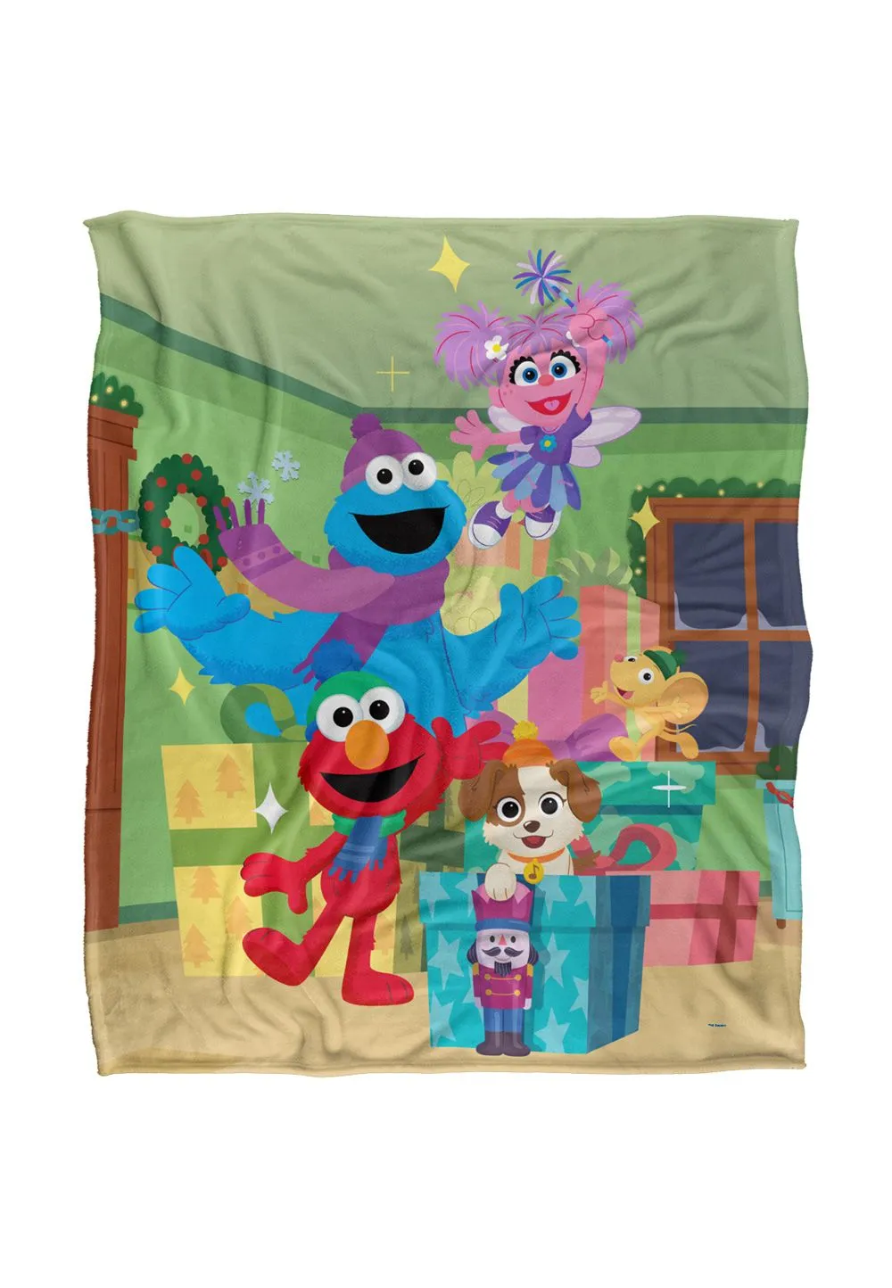 Sesame Street Furry Friends Forever Elmo Abby Cookie Monster Presents Silky Touch Super Soft Throw Blanket 152 X 127 cm in White