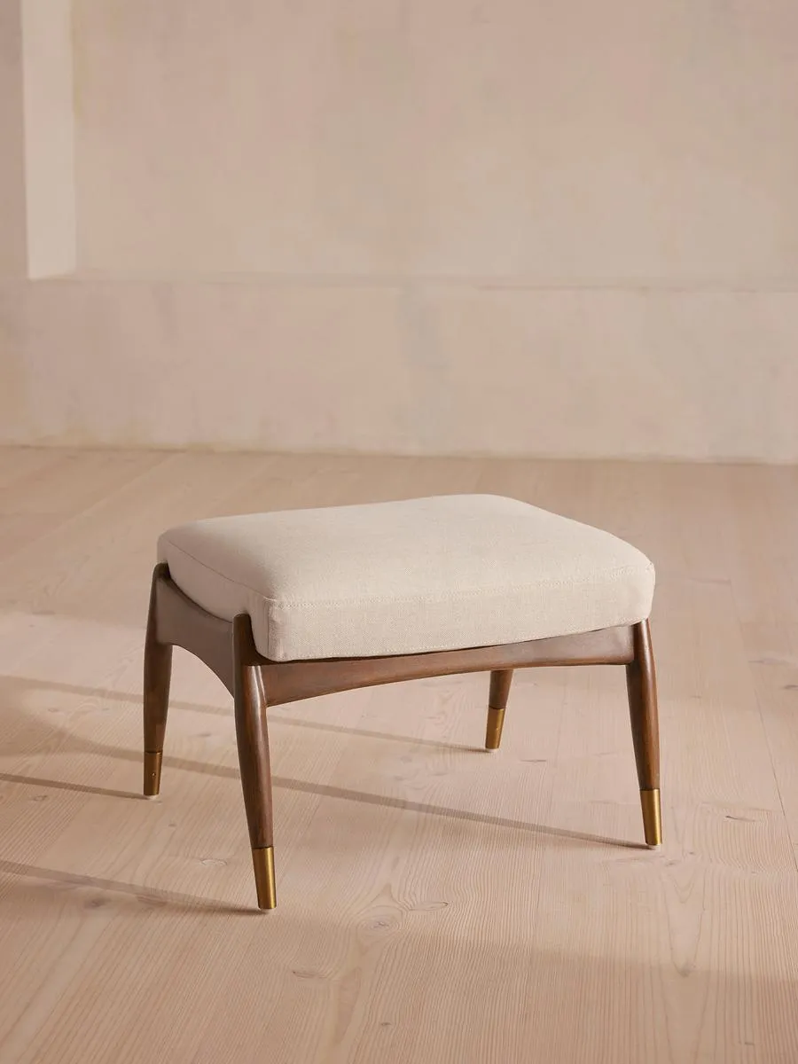 Theodore Footstool, Linen, Bisque