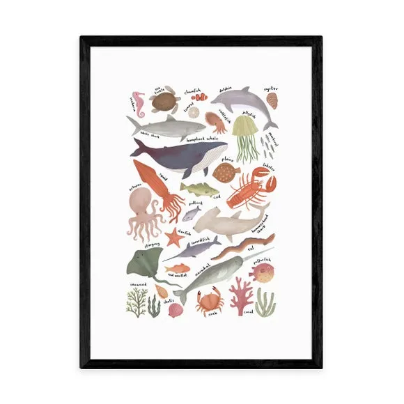 East End Prints Ocean Life Chart by Kid of the Village 2