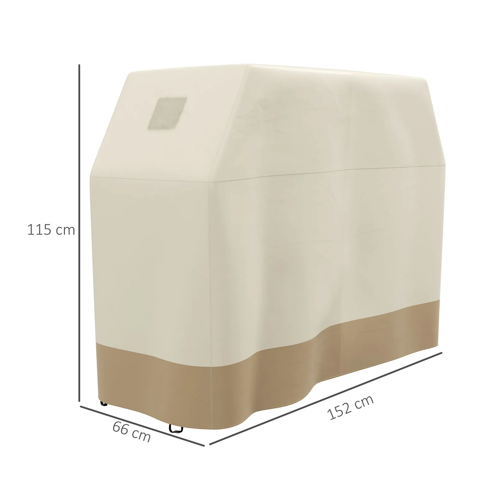 OUTSUNNY BBQ Cover for Rectangular Gas Grill, 300D Oxford Fabric Barbecue Covers with Windproof Buckles in Beige 3