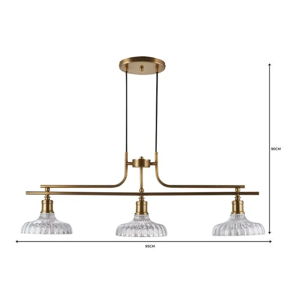 Colt Antique Brass 3 Light Diner Ceiling Light 6
