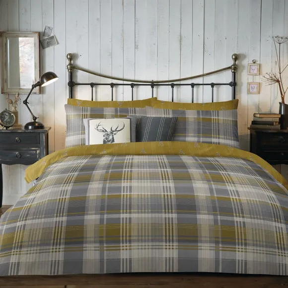 Dreams & Drapes Lodge Connolly Check 100% Brushed Cotton Duvet Cover & Pillowcase Set 2