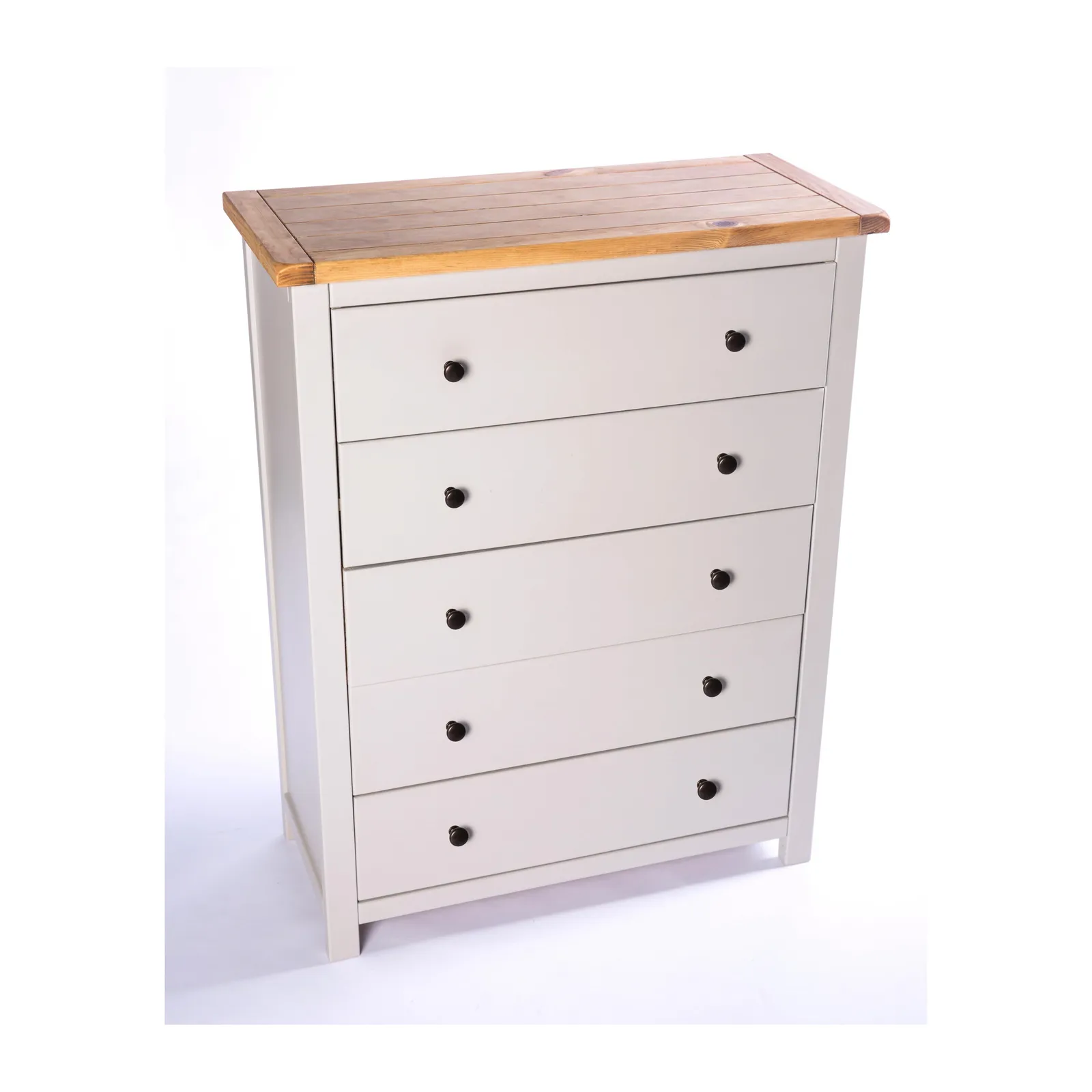 Cabinet Bits Argenta 5 Drawer Chest of Drawers Brass Knob in Light Grey 3