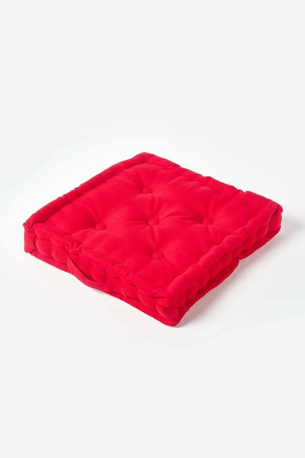Homescapes Plain Cotton Floor Cushion in Red 1