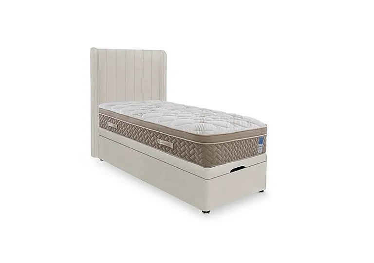 PlushTech End Lift Ottoman Divan Set - Small Single - Plush Ecru