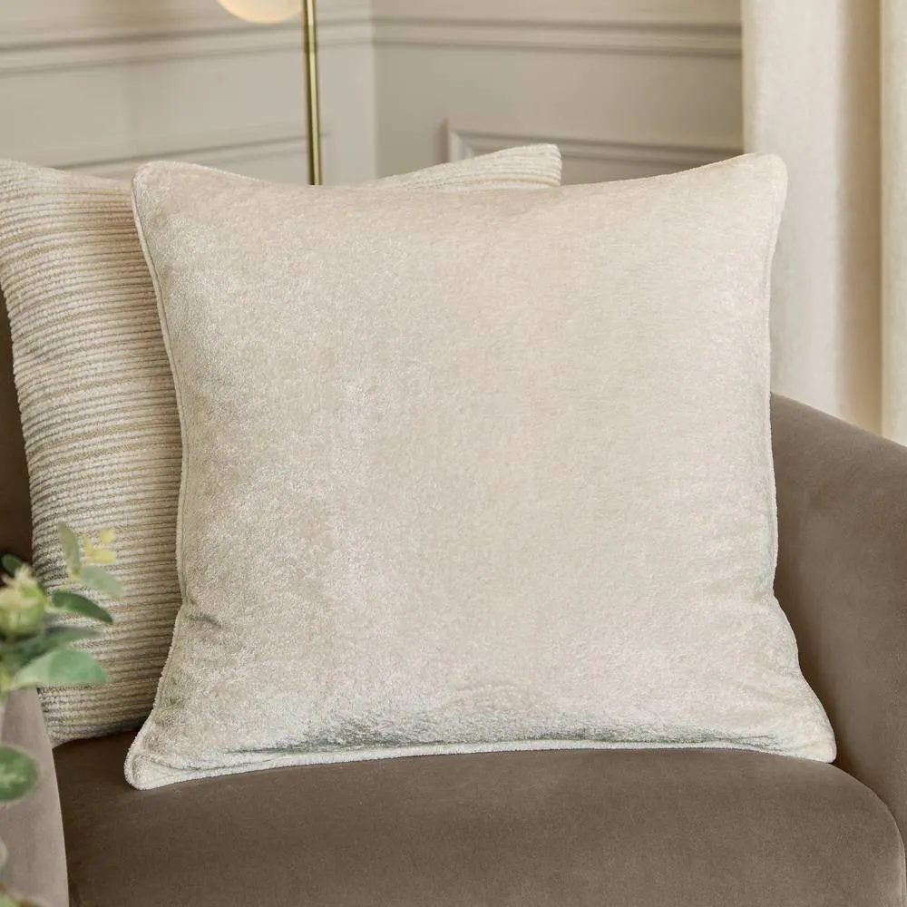 Paoletti Lustre Crushed Velvet Cushion in Ivory 1