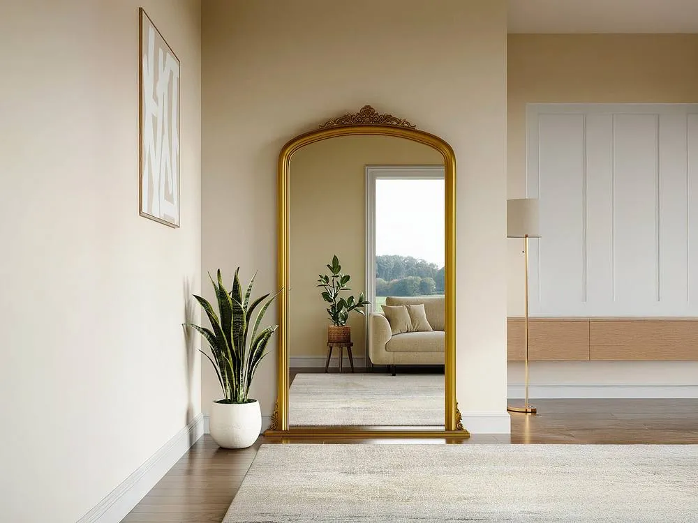 Vente-unique Large Paulownia Wood Mirror - L120 X H190 Cm - Gold - MERRY 3