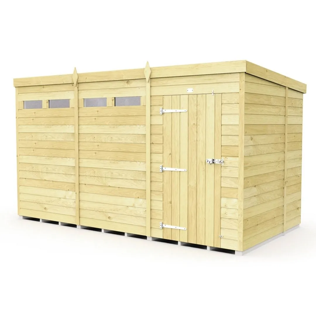 Buttercup Farm 12 x 7 Feet Pent Security Shed - Single Door - L214 x W358 x H201 cm in Brown