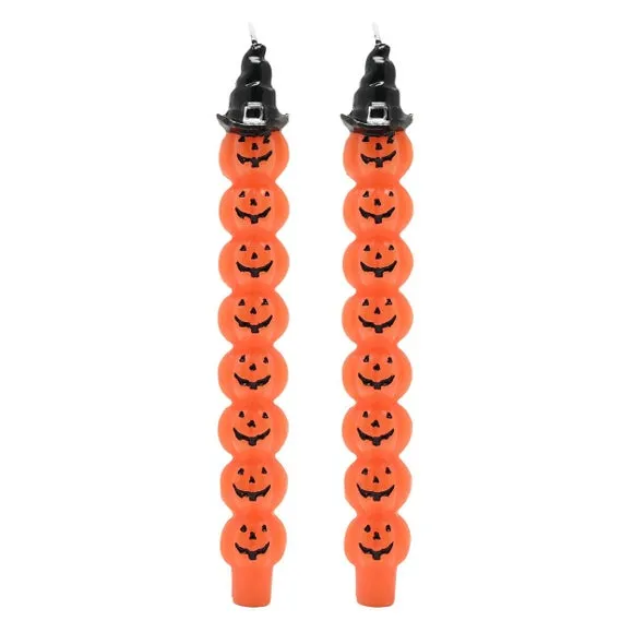 Set of 2 Hocus Pocus Pumpkin Tapered Candles