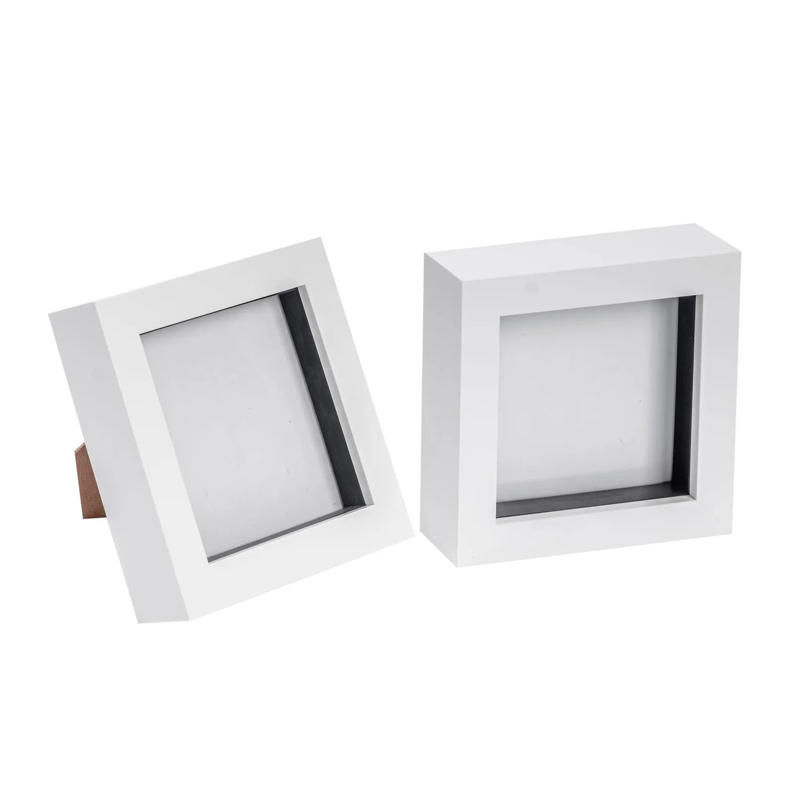 Nicola Spring 3D Box Photo Frames - 4 x 4" - Pack of 2 in White