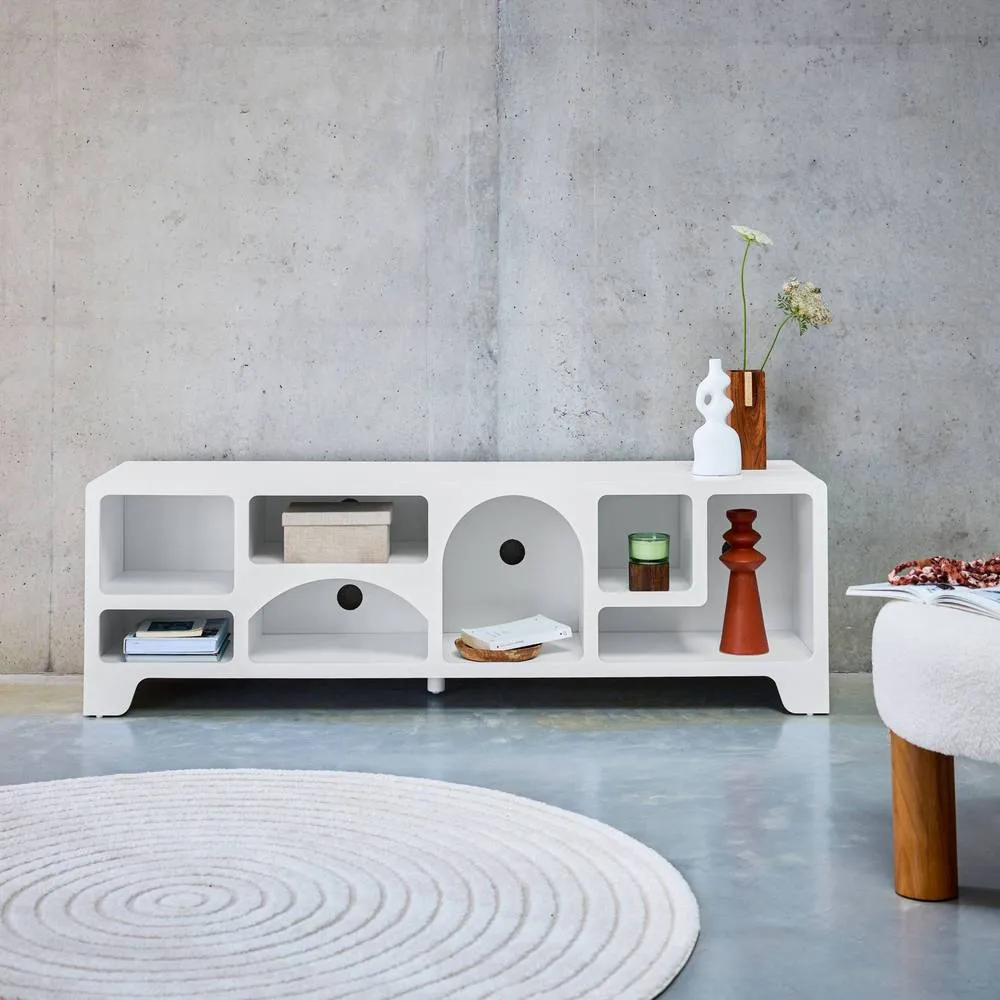 sweeek White wood effect tv stand 160cm 4