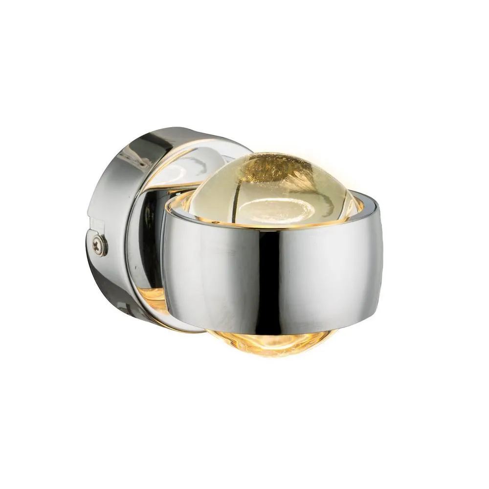 Netlighting Randi Integrated LED Wall Lamp Chrome Clear Glass Shade 2x LED 3000K in Silver 2
