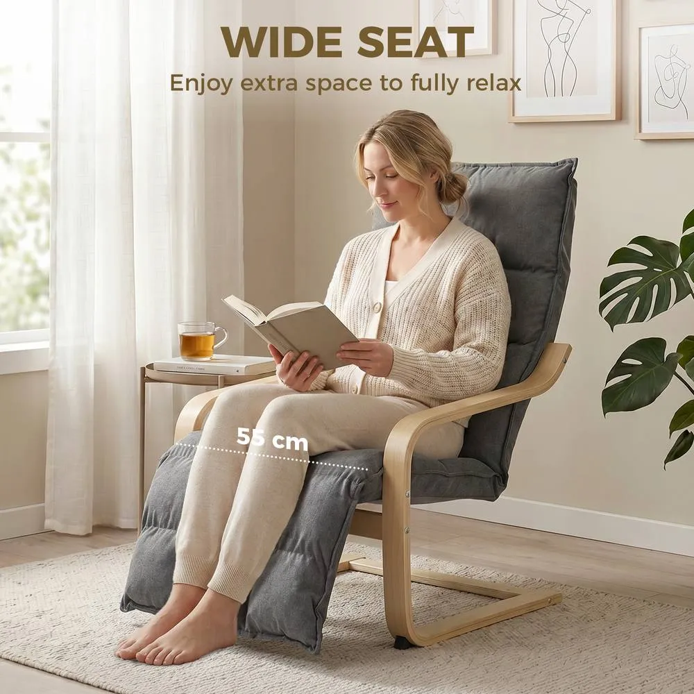 HOMCOM Accent Chair, Leisure Lounge Chair Armchair with Footrest, Grey 5