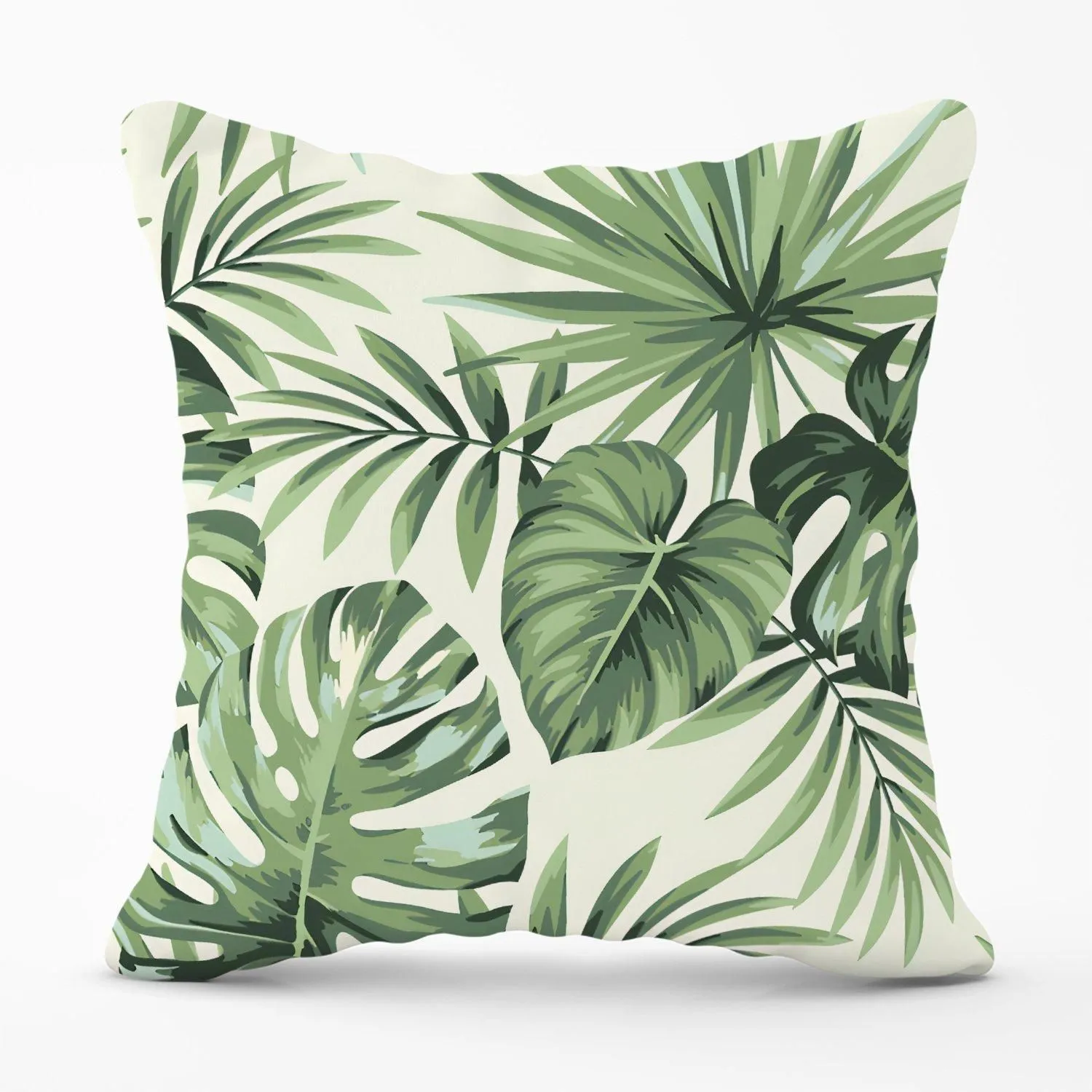 Warren Reed - Designer Exotic Palm Leaves Outdoor Cushion in Green