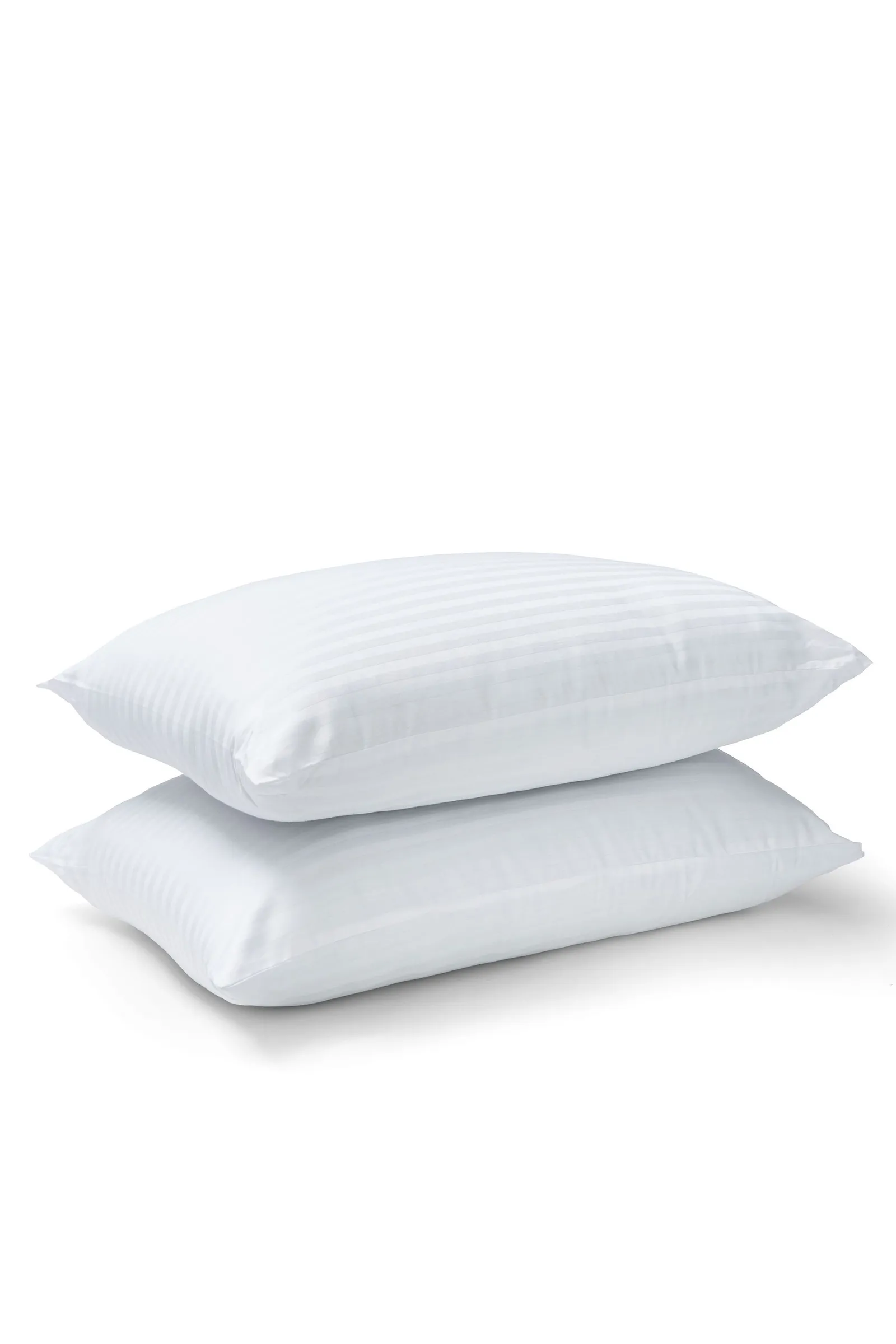 Catherine Lansfield '200 Thread Count Hotel Satin Stripe' Cotton Pillow Pair in White 4