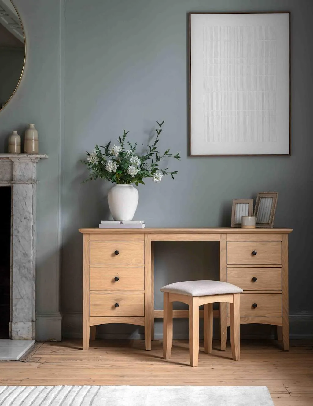 Gallery Direct Rye 6 Drawer Dressing Table & Stool Natural