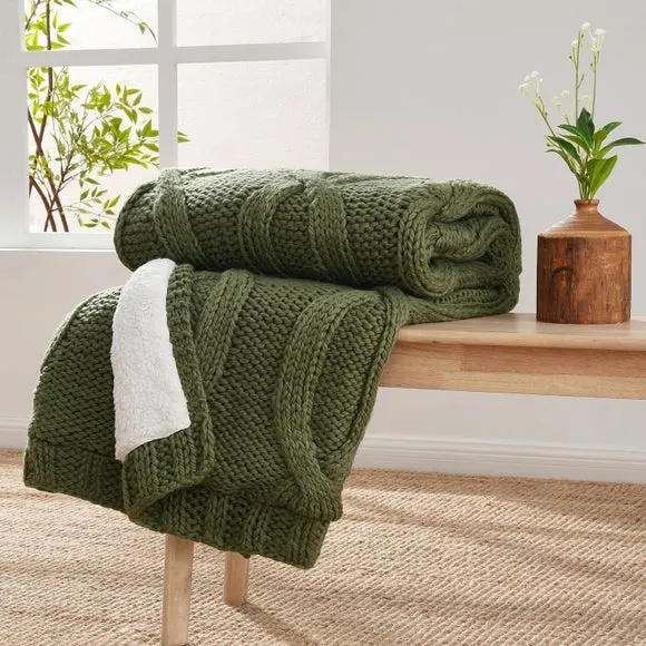 Cable Knit Throw Blanket 130cm x 180cm 1
