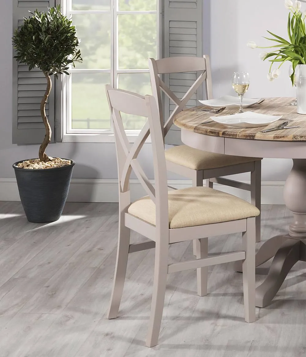 Statement Furniture Florence Crossback Upholstered Seat Chairs Set of 2 in Taupe 2