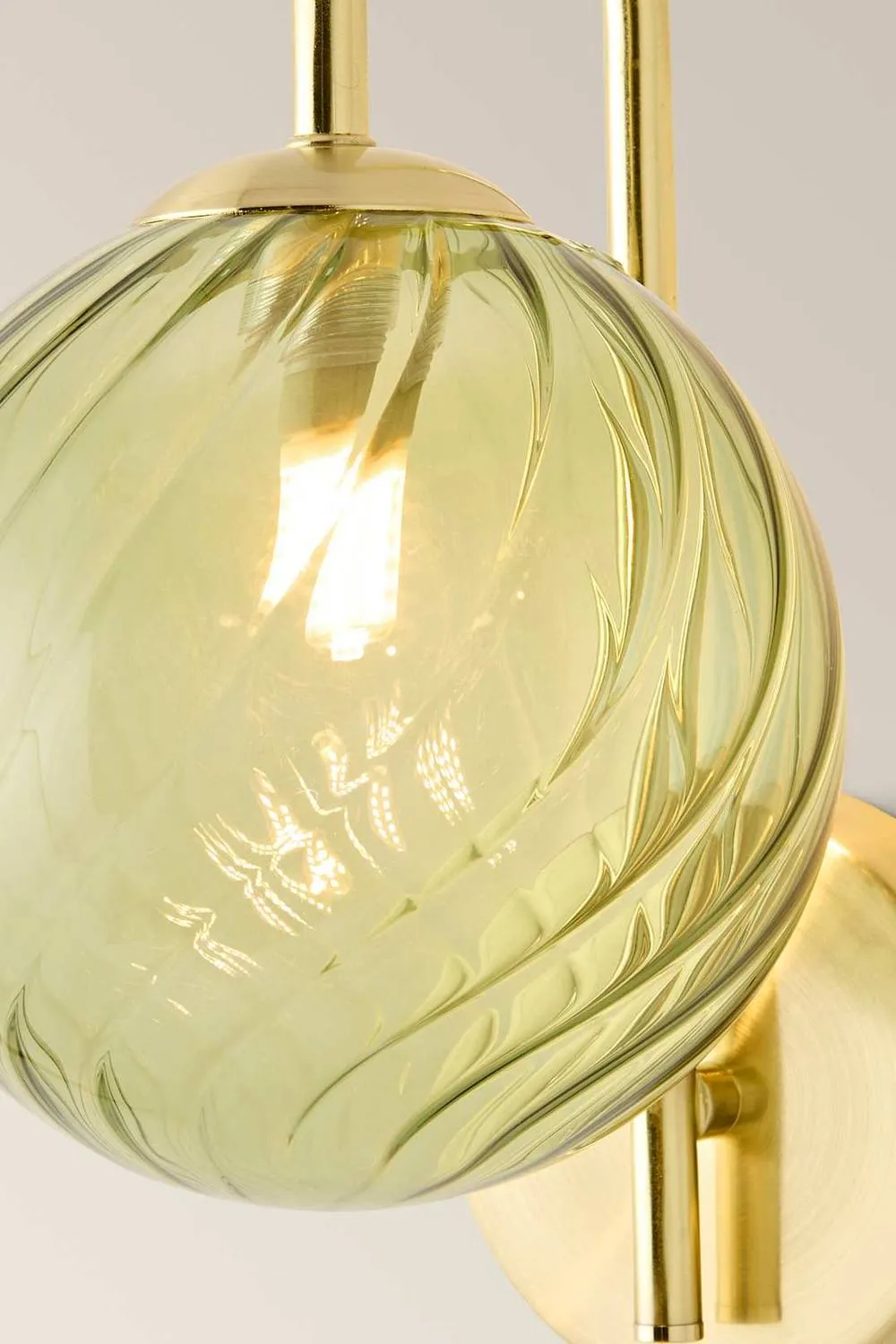 ValueLights Sydney Pair Glass Swirl Shades Metal Wall Light Fittings & Bulbs in Gold 5