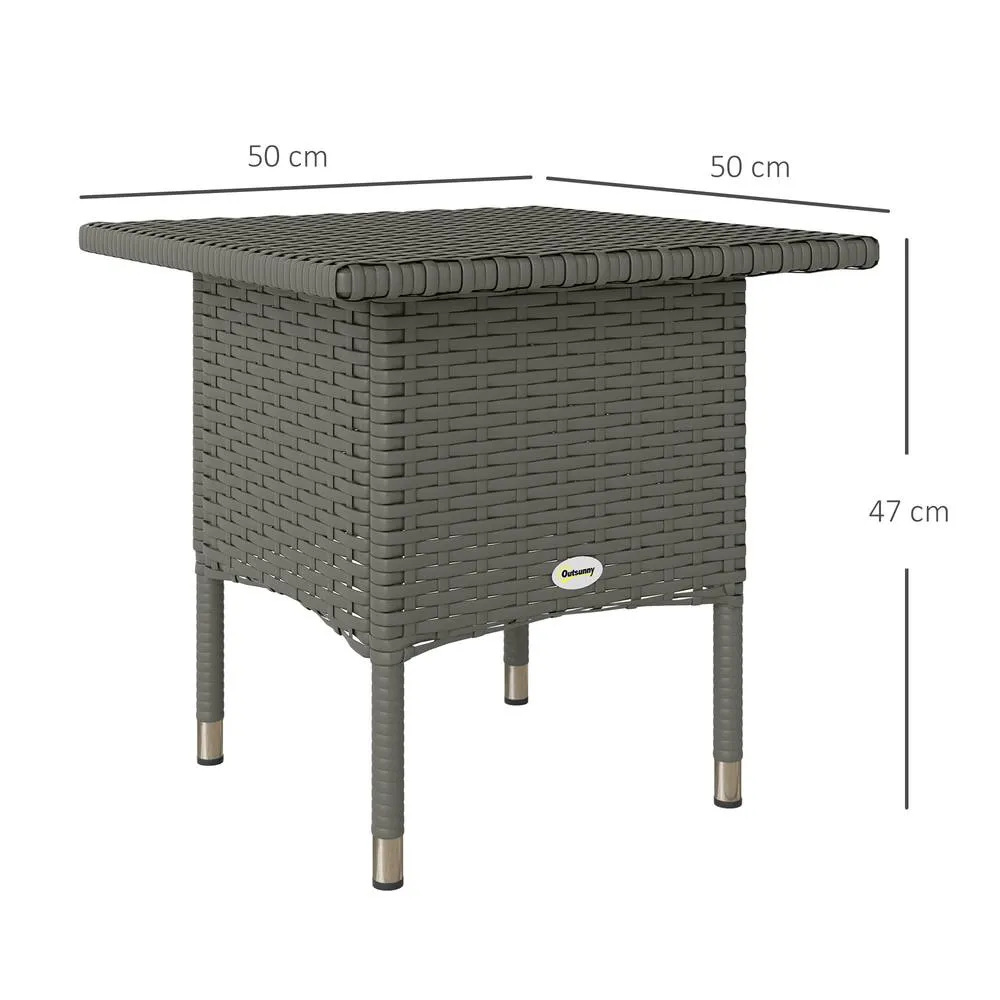 OUTSUNNY PE Rattan Outdoor Coffee Table, Easy Match Rattan Side Table, Grey 3