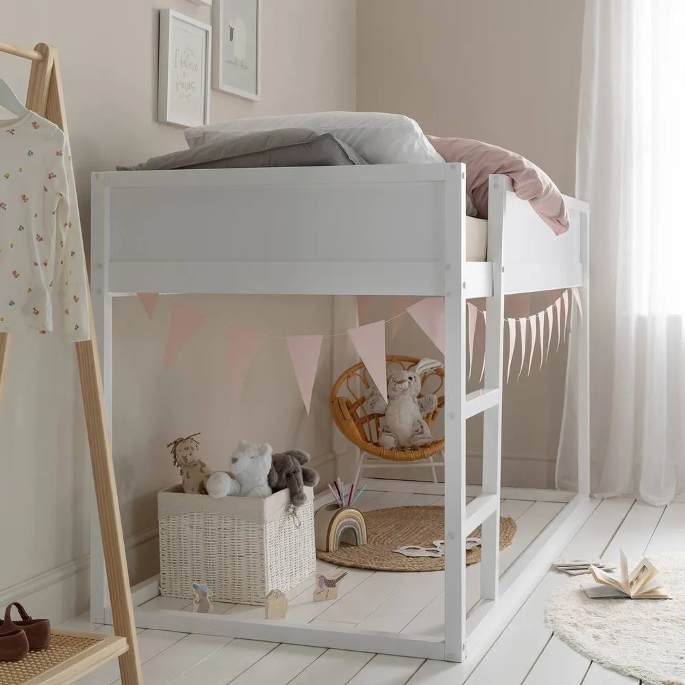 Nöa and Nani Lykke Midsleeper Cabin Bed Reversible with Straight Ladder in White 2