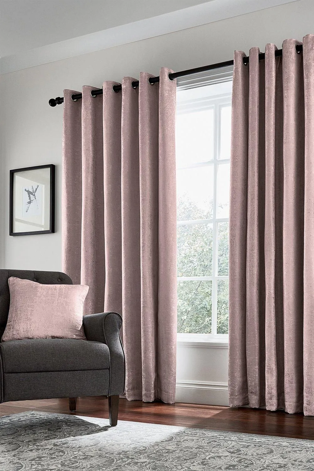 Helena Springfield 'Roma' Woven Lined Curtains in Dusty Pink 1