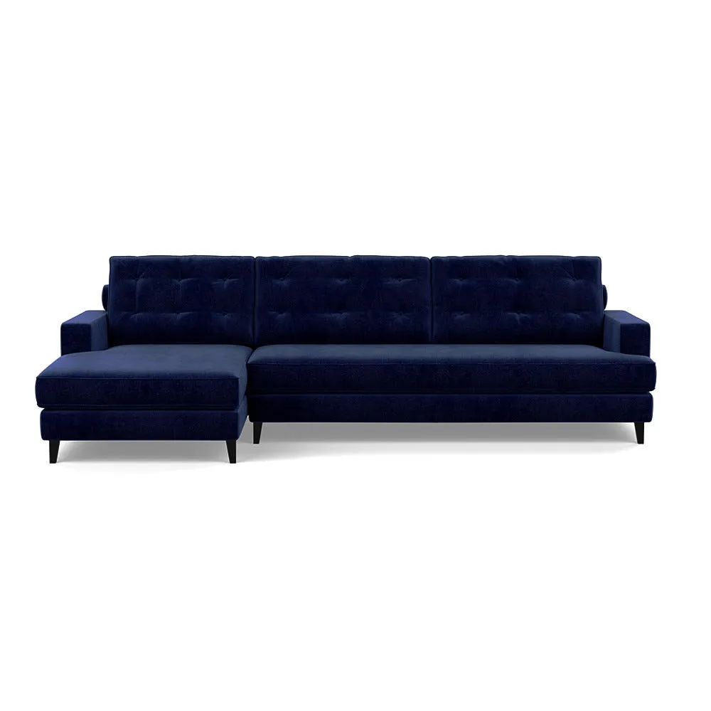 Heal's Mistral Left Hand Facing Corner Sofa Smart Luxe Velvet Midnight Black Feet 1