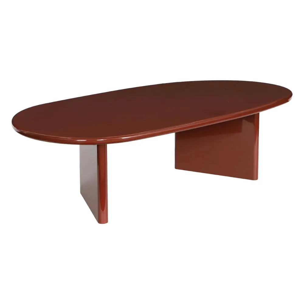 sweeek Oval coffee table with glossy finish in Burgundy 2