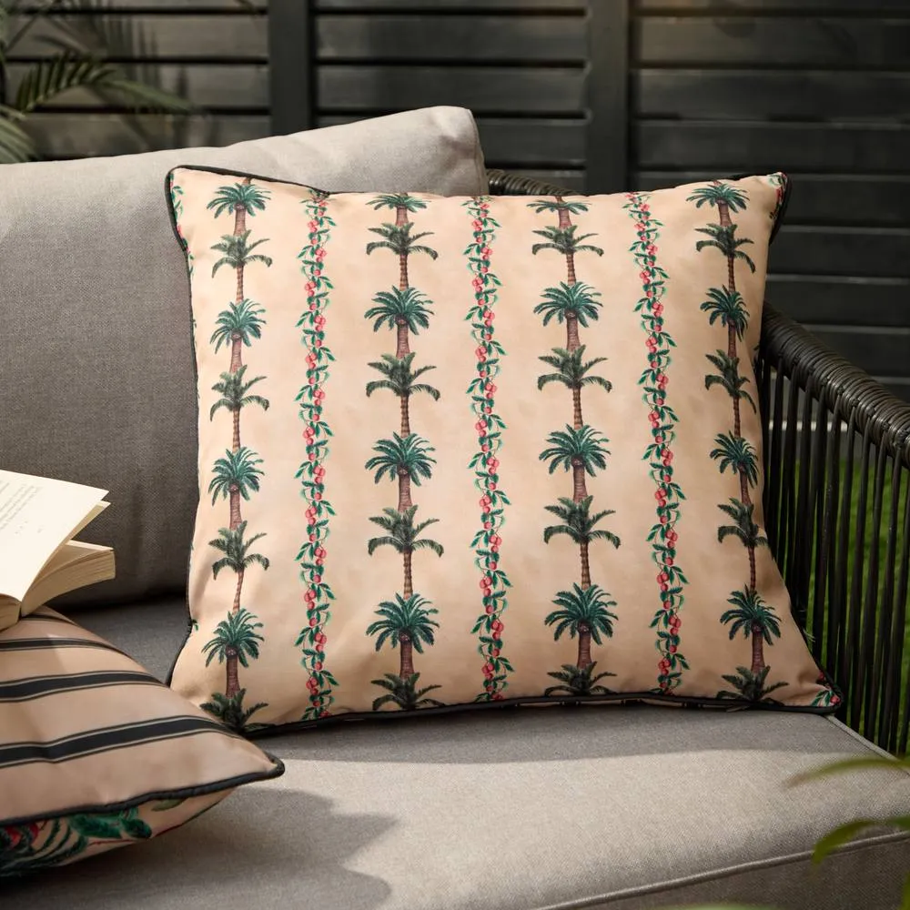 Furn Monkey Palm Striped Outdoor Cushion in Natural