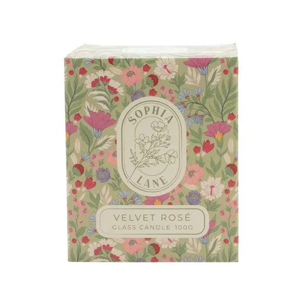 Sophia Lane Velvet Rose Floral Candle 6