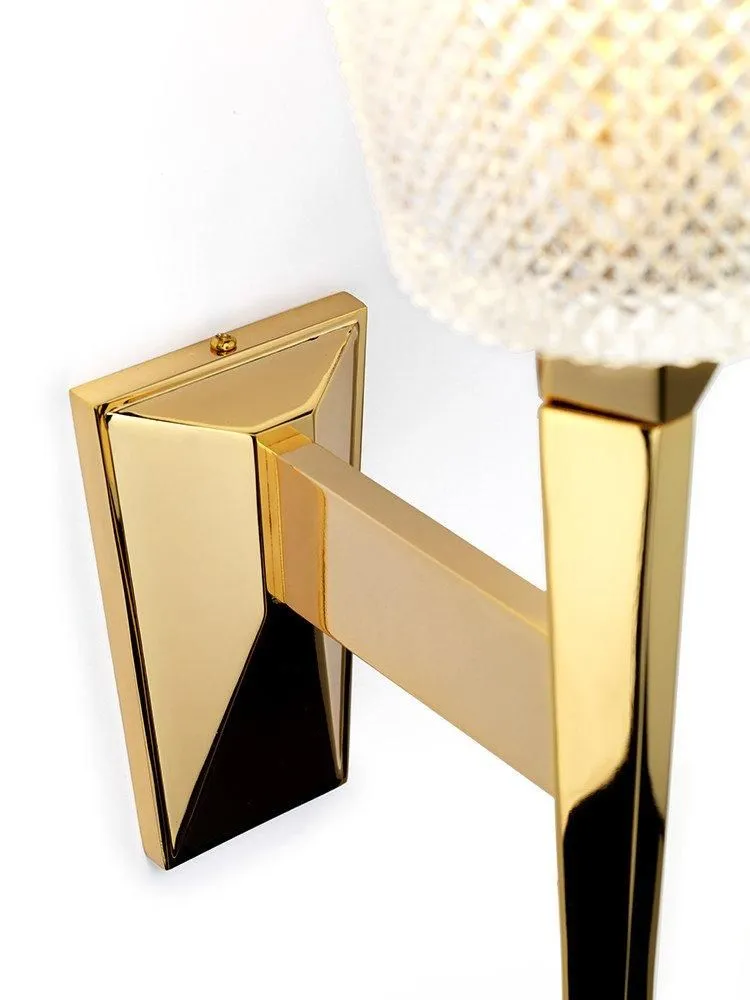 Netlighting Verity 1 Light Wall Light Polished Gold Glass Shade G9 2