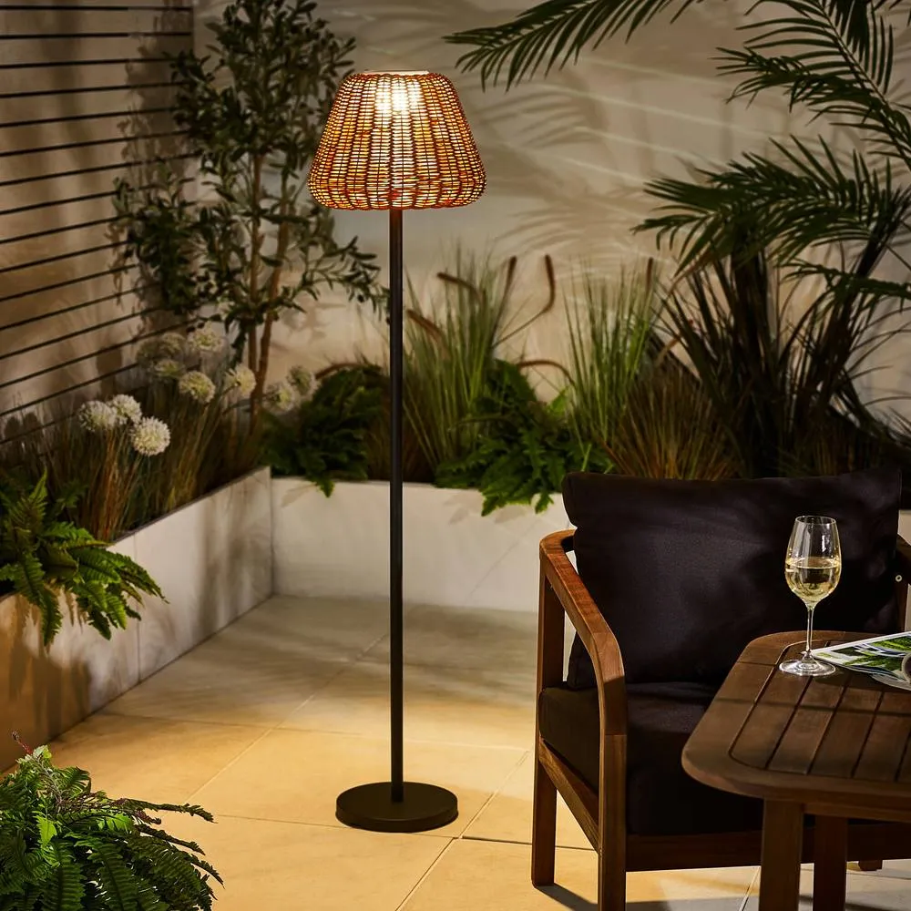 FurnitureboxUK Sundara Rattan Solar Outdoor Floor Light in Black 5