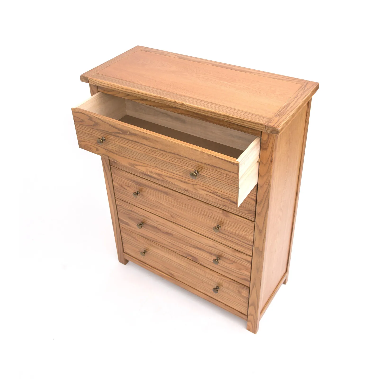 Cabinet Bits Trivento 5 Drawer Chest of Drawers Brass Knob in Natural 4