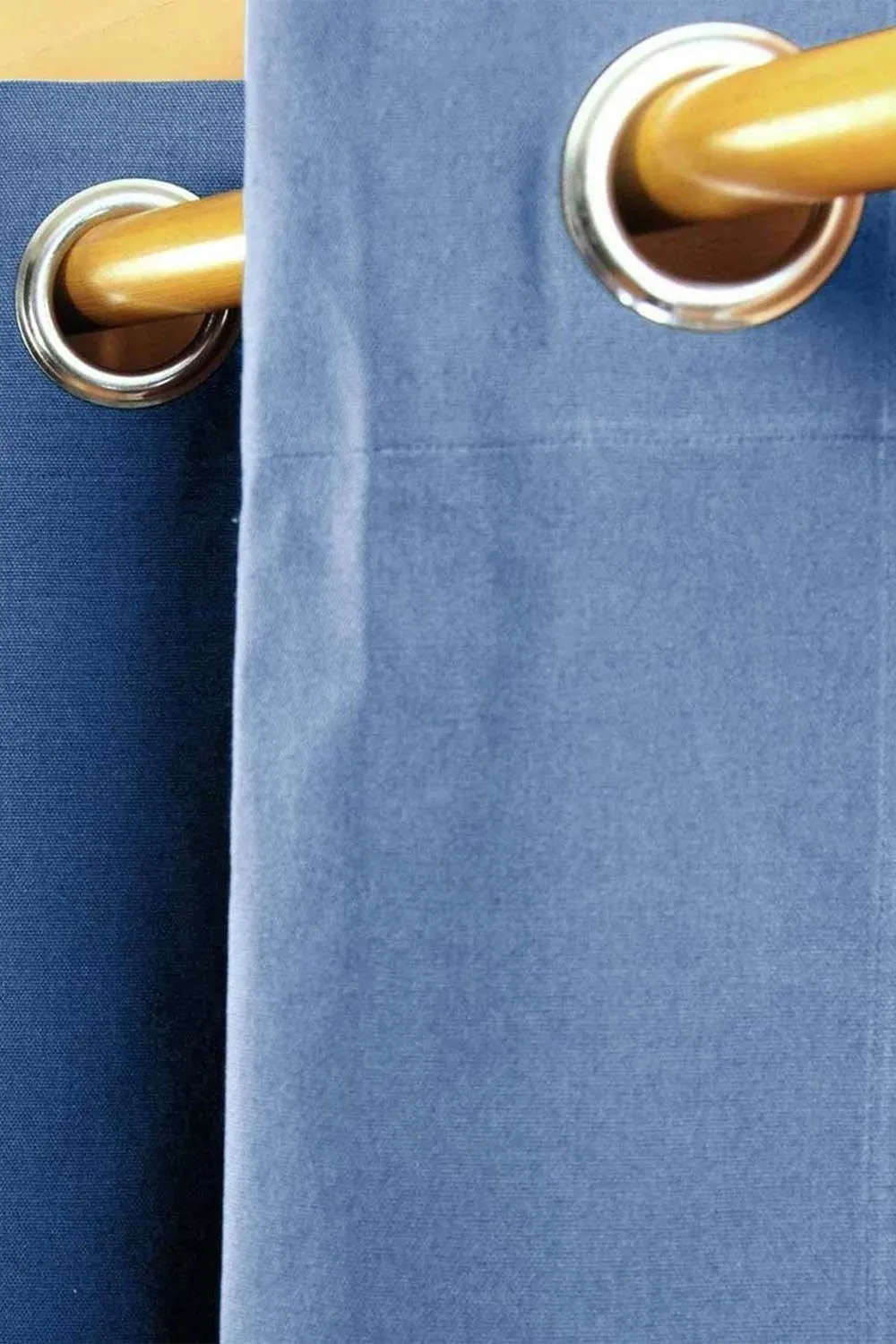 Homescapes Plain Cotton Ready Made Eyelet Curtain Pair in Mid Blue 2