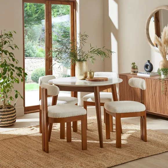 Thea Round Marble 4 Seater Dining Table